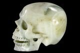 Realistic, Carved, White and Green Jade Skull #116295-4